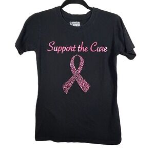 American Crown Black Support the Cure Breast Cancer Awareness T Shirt Women